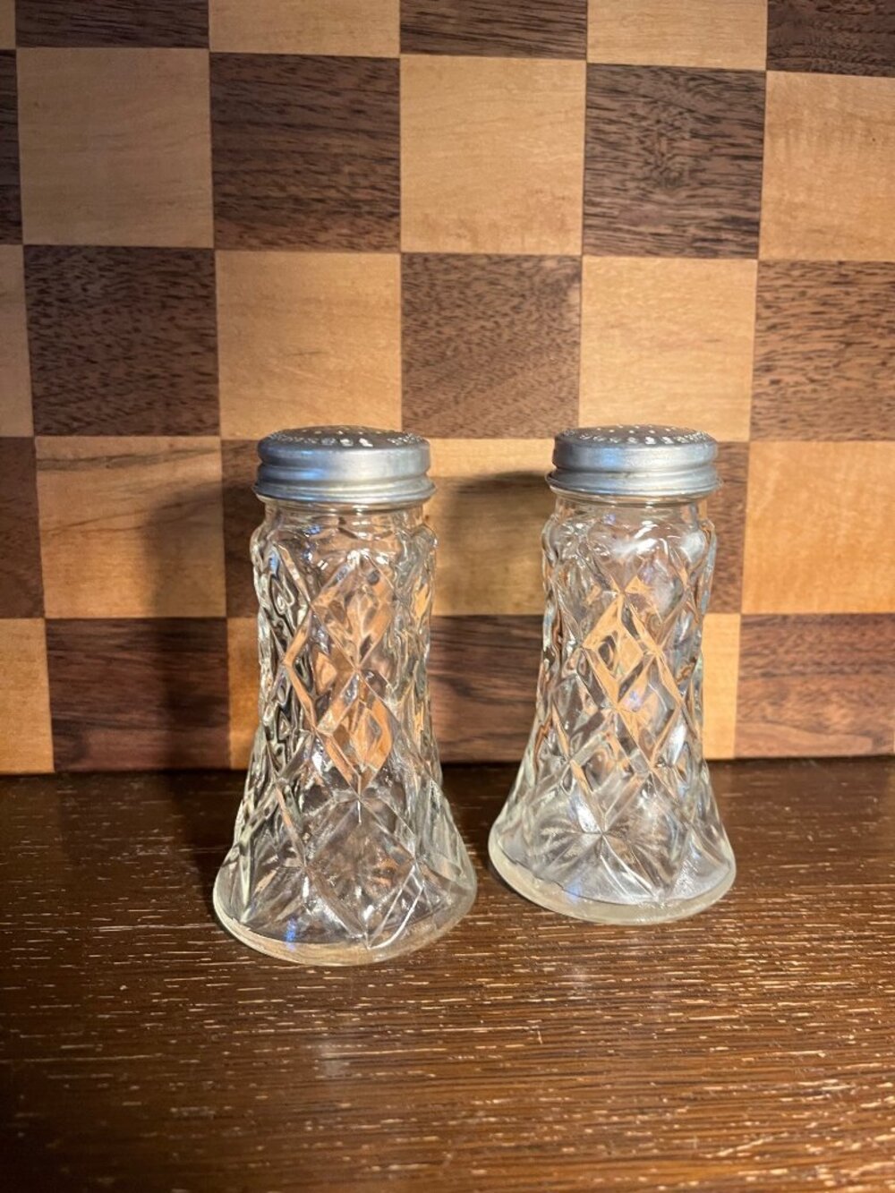 Pressed Glass Salt and Pepper Shakers A107